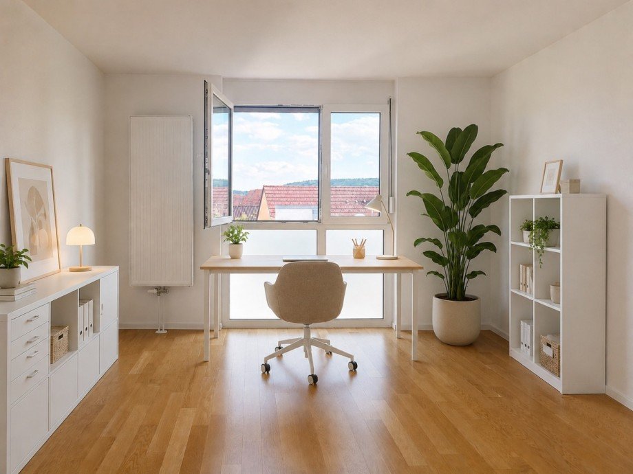 Schlafzimmerfenster mit Arbeitsplatz Etagenwohnung Filderstadt