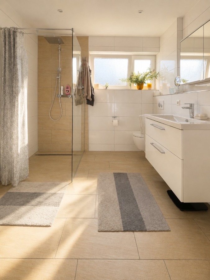 Tageslichtbad mit Dusche und WM-Anschluss Dachgeschosswohnung Filderstadt
