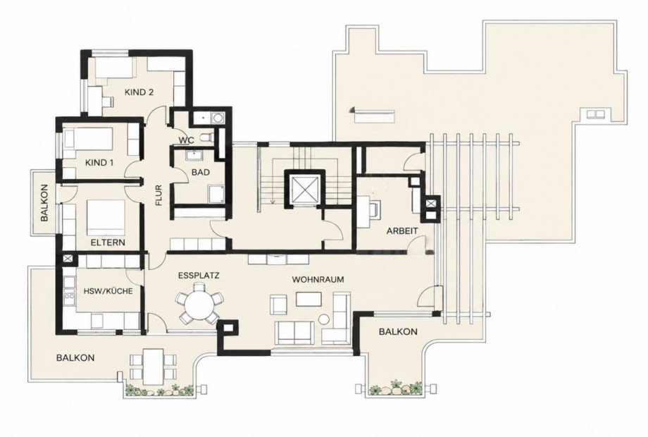 Grundriss 5 Zimmer Penthousewohnung Filderstadt