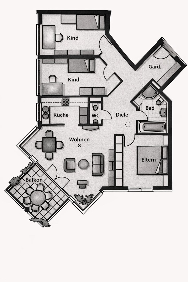 Grundriss 2 Etagenwohnung Filderstadt