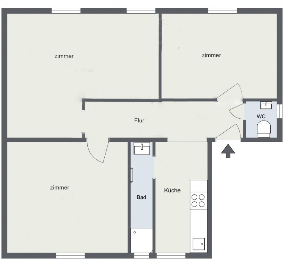 Grundriss 3er WG Erdgeschosswohnung Stuttgart