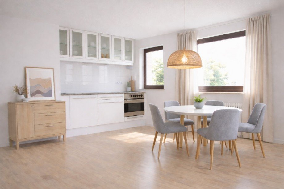 offene K�che - Essbereich virtuell Etagenwohnung Leinfelden-Echterdingen